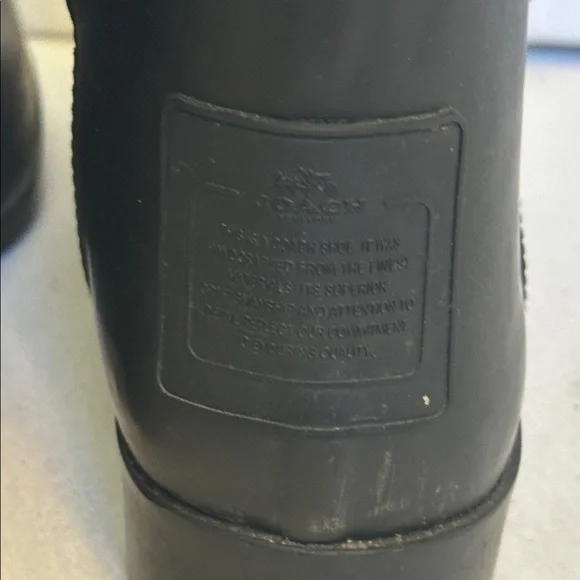 Coach Womens Tristee Black Red Plaid Rubber Lace-Up Knee High Rain Boots Size 10 - Picture 9 of 13